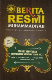 Berita resmi Muhammadiyah : tanfidz keputusan musyawarah nasional tarjih ke-27 di Malang Jawa Timur 16 s.d 19 Rabiulakhir 1431 H / 1 s.d 4 April 2010 M
