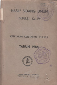 Hasil-hasil Sidang Umum MPRS Ke IV Tahun 1996