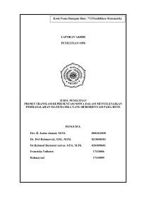 Proses translasi representasi siswa dalam menyelesaikan permasalahan matematika yang berorientasi pada hots