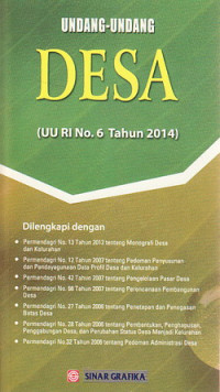 Undang-Undang Desa : UU RI No. 6 Tahun 2014