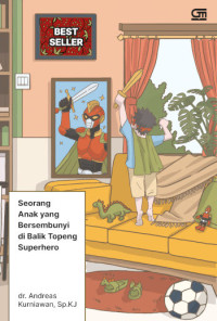 Image of Seorang anak yang bersembunyi di balik topeng superhero