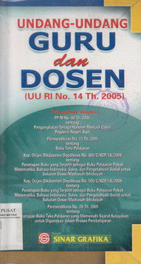 Undang-Undang Guru Dan Dosen UU RI No. 14 Th. 2005